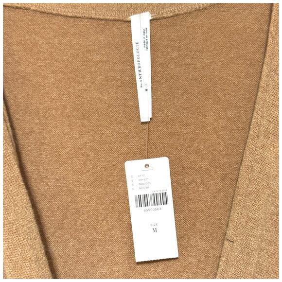 Anthropologie Tan Cropped Twist Front V-Neck Long Sleeves Sweater Size M - Picture 8 of 9